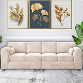 Raven Plush Velvet 4 Seater Full Back Sofa Cream