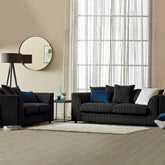 Hannah Jumbo Cord Scatter Back 3+2 Seater Sofa Suite Set Black
