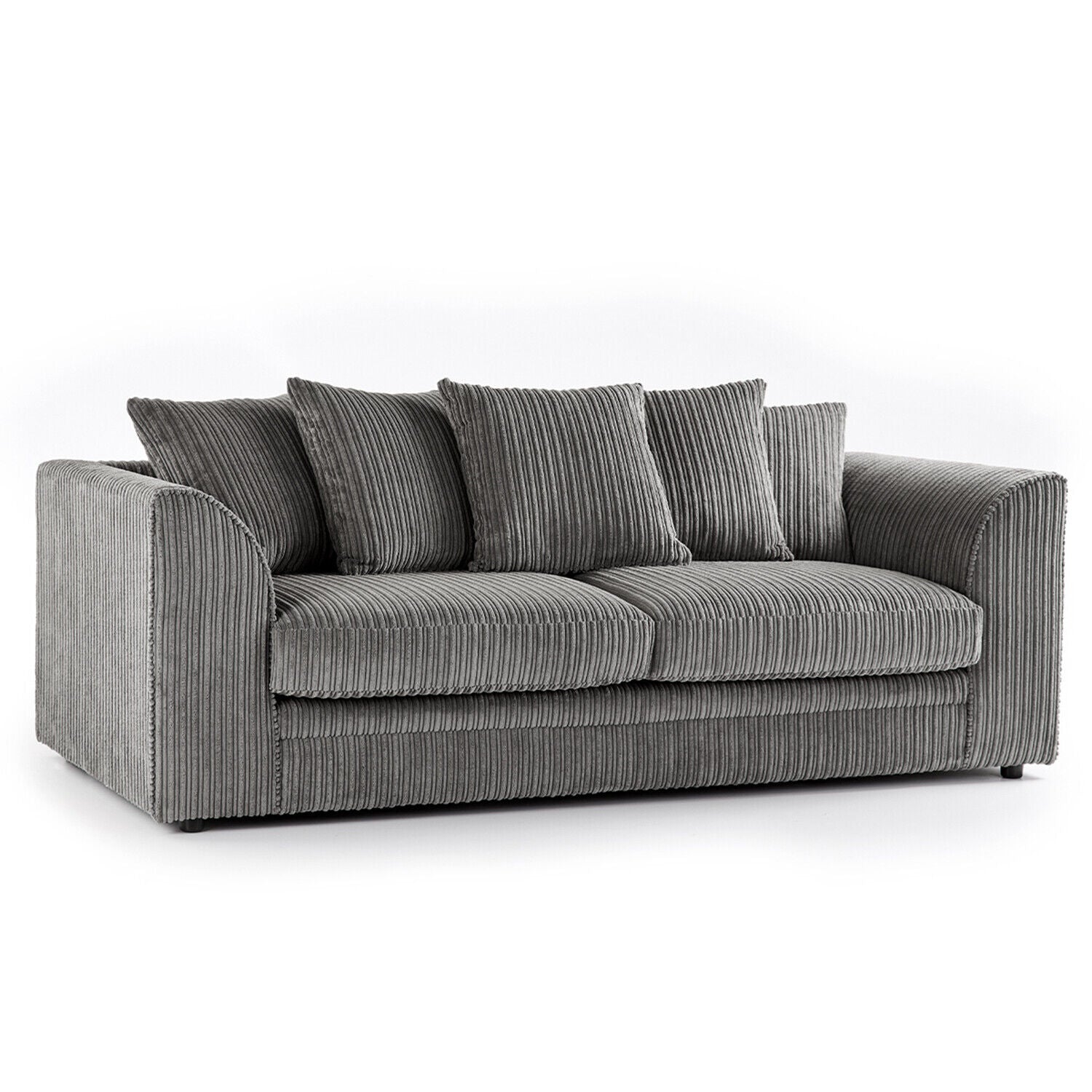 Hannah Jumbo Cord 3 Seater Sofa Set with Scatter Back Pillows in Grey color