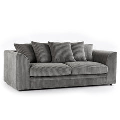 Hannah Jumbo Cord 3 Seater Sofa Set with Scatter Back Pillows in Grey color