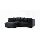 Hannah Jumbo Cord Scatter Back 4 Seater Left Hand Facing Corner Sofa Black