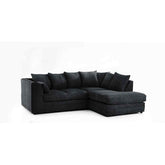 Hannah Jumbo Cord Scatter Back 4 Seater Right Hand Facing Corner Sofa Black