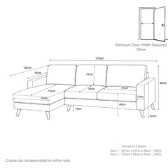 VENICE Universal L Shaped Corner Sofa Beige