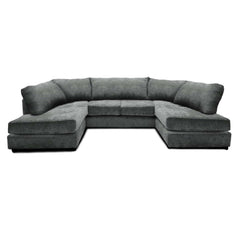 Cambridge Full Back 6 Seater U Shaped Corner Chenille Fabric Sofa Grey