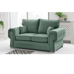 Chingford Plush Velvet Full Back 3+2 Seater Sofa Set Green