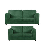 Hannah Jumbo Cord Full Back 3+2 Seater Sofa Suite Set Green
