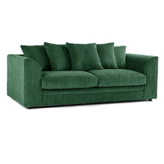 Hannah Jumbo Cord Scatter Back 3 Seater Sofa Green