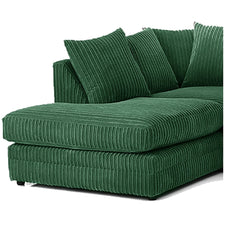 Hannah Jumbo Cord Scatter Back 4 Seater Left Hand Facing Corner Sofa Green
