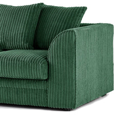Hannah Jumbo Cord Scatter Back 4 Seater Left Hand Facing Corner Sofa Green