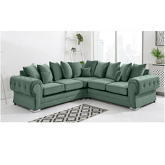 Verona Scatter Back Plush Velvet 2c2 Corner Sofa Green