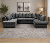 Windsor Scatter Back 6 Seater U Shaped Corner Chenille Fabric Sofa Grey