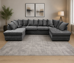 Windsor Scatter Back 6 Seater U Shaped Corner Chenille Fabric Sofa Grey