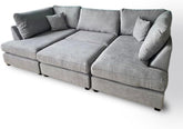 Harper 5 seater Cinema U shaped Chenille Fabric Corner Sofa Grey