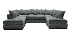 Windsor Scatter Back 6 Seater U Shaped Corner Chenille Fabric Sofa Grey