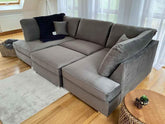 Berlin 5 seater U shaped Plush Fabric Corner Sofa Grey