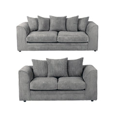 Hannah Jumbo Cord Scatter Back 3+2 Seater Sofa Suite Set Grey