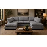 Aspen Full Back 6 Seater U Shaped Corner Jumbo Cord Fabric Sofa Grey