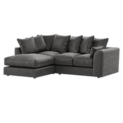 Arizona Plush Velvet Left Hand Facing Corner Sofa Grey