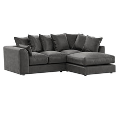 Arizona Plush Velvet Right Hand Facing Corner Sofa Grey