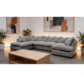 Monaco Scatter Back 6 Seater U Shaped Corner Jumbo Cord Fabric Sofa Grey