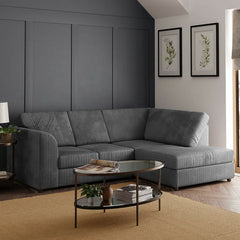 Hannah Jumbo Cord Full Back 4 Seater Right Hand Facing Corner Sofa Grey