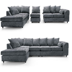 DYLAN Chenille Fabric 5 Seater L Shaped Corner Sofa with Scatter Back