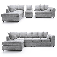 DYLAN Chenille Fabric 5 Seater L Shaped Corner Sofa with Scatter Back