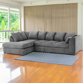 DYLAN 5 Seater Jumbo Cord Scatter Back Left Hand Facing Corner Sofa Grey