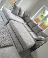 Chiswick Left Hand Facing Corner Sofa with Footstool Silver