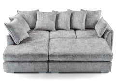 Chiswick Left Hand Facing Corner Sofa with Footstool Silver
