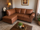 Brooklyn Suede Leather Left Hand Facing Corner Sofa Brown