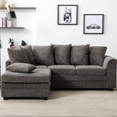 Hannah Jumbo Cord Scatter Back 4 Seater Left Hand Facing Corner Sofa Grey
