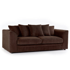 Hannah Jumbo Cord 3 Seater Sofa Set with Scatter Back Pillows in Chocolate color