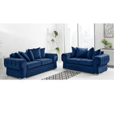 Verona Scatter Back Plush Velvet 3+2 Seater Sofa Set Marine Blue