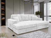 Luxe Chunky Cord 3-Seater Sofa with Removable 2 Footstools Mink