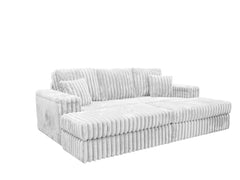 Luxe Chunky Cord 3-Seater Sofa with Removable 2 Footstools Mink