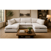 Aspen Full Back 6 Seater U Shaped Corner Jumbo Cord Fabric Sofa Mink