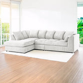 DYLAN 5 Seater Jumbo Cord Scatter Back Left Hand Facing Corner Sofa Mink