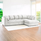 DYLAN 5 Seater Jumbo Cord Scatter Back Right Hand Facing Corner Sofa Mink