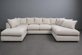 Monaco Scatter Back 6 Seater U Shaped Corner Jumbo Cord Fabric Sofa Mink