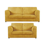 Hannah Jumbo Cord Full Back 3+2 Seater Sofa Suite Set Mustard