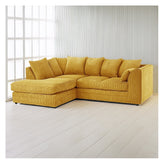 Hannah Jumbo Cord Scatter Back 4 Seater Left Hand Facing Corner Sofa Mustard