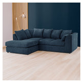 Hannah Jumbo Cord Scatter Back 4 Seater Left Hand Facing Corner Sofa Navy Blue