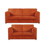 Hannah Jumbo Cord Full Back 3+2 Seater Sofa Suite Set Orange