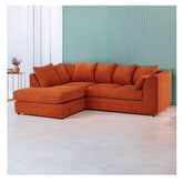 Hannah Jumbo Cord Scatter Back 4 Seater Left Hand Facing Corner Sofa Orange
