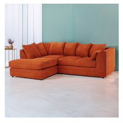 Hannah Jumbo Cord Scatter Back 4 Seater Left Hand Facing Corner Sofa Orange