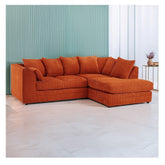 Hannah Jumbo Cord Scatter Back 4 Seater Right Hand Facing Corner Sofa Orange