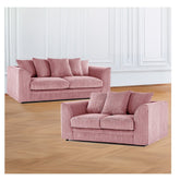 Hannah Jumbo Cord Scatter Back 3+2 Seater Sofa Suite Set Pink