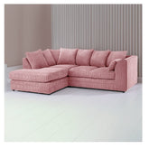 Hannah Jumbo Cord Scatter Back 4 Seater Left Hand Facing Corner Sofa Pink