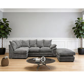Rio Fernando Left Hand Facing Corner Sofa with removable Footstool Grey